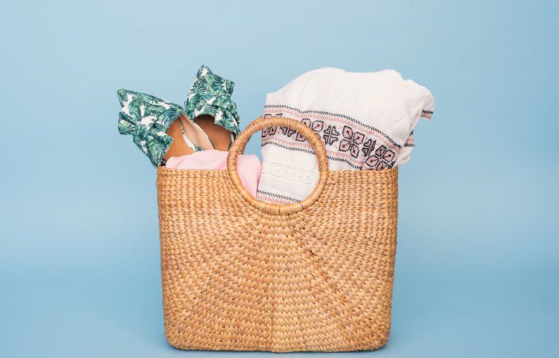 Summer Sandals - towels in basket