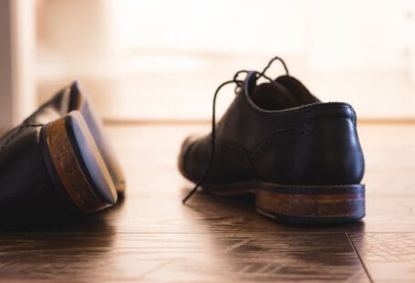 Comfortable Heels - pair of black leather shoes