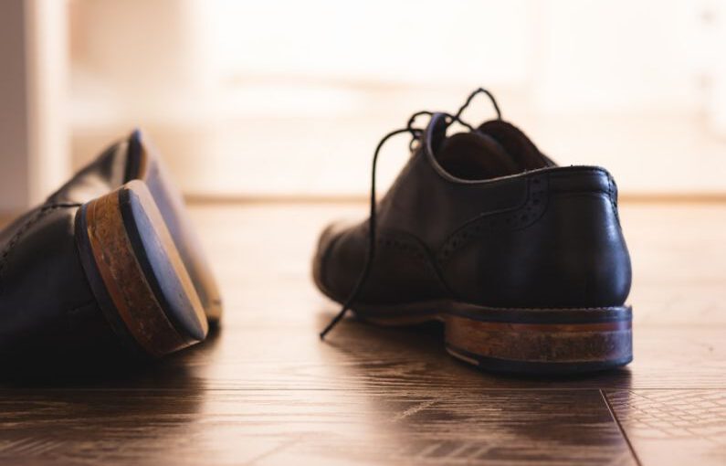 Comfortable Heels - pair of black leather shoes