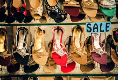 Shoe Sales - assorted sandals on display