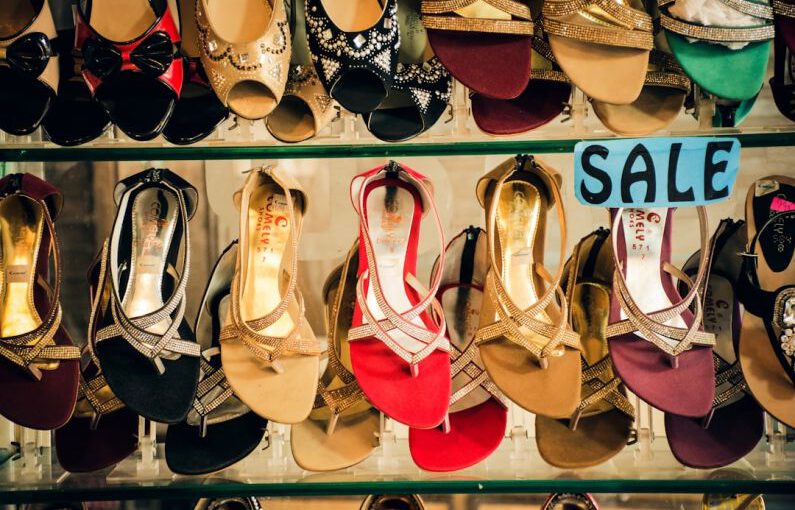 Shoe Sales - assorted sandals on display