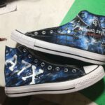 Hand-painted Shoes - a pair of black and blue painted shoes