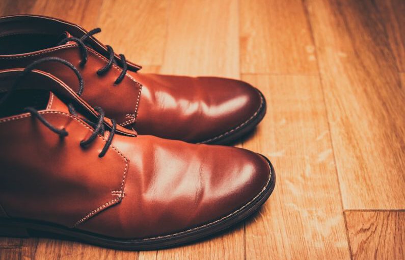 Luxury Shoe - pair of brown leather lace-up boots